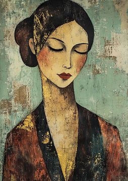 Femme Or | Femme aux yeux fermés Or sur Caprices d'Art