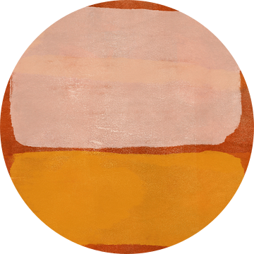 Modern abstract expressionisme. Roze en geel op oranje. van Dina Dankers
