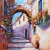 Mediterrane beelden - Alley geschilderd van Marita Zacharias
