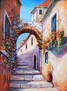 Mediterrane beelden - Alley geschilderd van Marita Zacharias thumbnail
