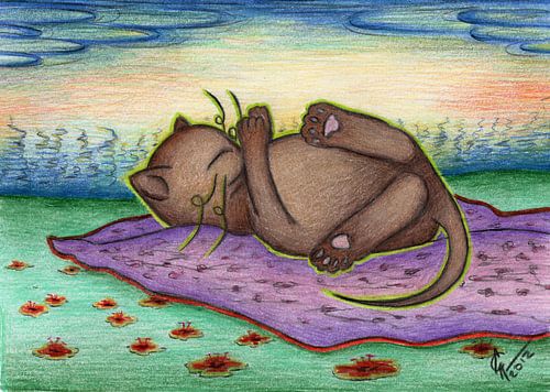 Colourful cat drawing