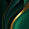 Abstrakte goldene Welle in Smaragdformen Luxus-Dynamik von Eva Lee