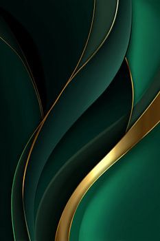 Abstrakte goldene Welle in Smaragdformen Luxus-Dynamik