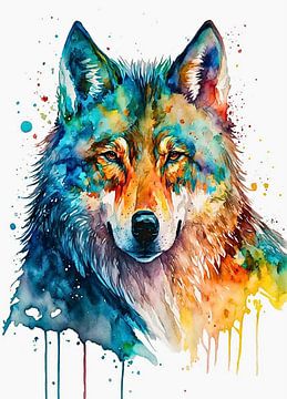 Wolf Aquarell von Tan Nguyen