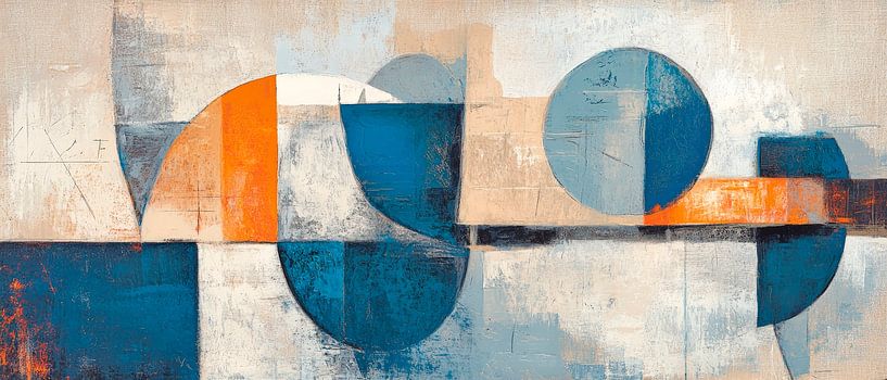 Geometrische Harmonie in Blau und Orange von Poster Art Shop