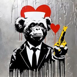 Silver Edition - Hommage Banksy - Affee - we need love by Team W 32 Gallery