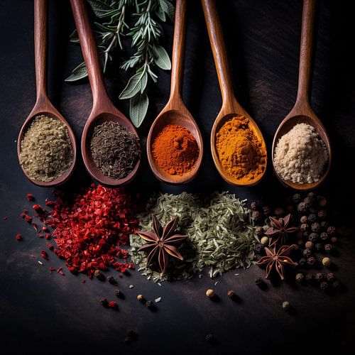 Spices on ladles