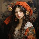 Modern portret in de stijl van de oude meesters van Carla Van Iersel thumbnail