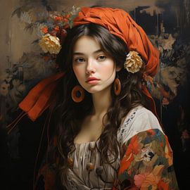 Modern portret in de stijl van de oude meesters van Carla Van Iersel