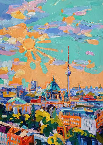 Berlin Skyline Ölmalerei Sommer