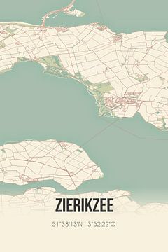 Vintage landkaart van Zierikzee (Zeeland) van Rezona