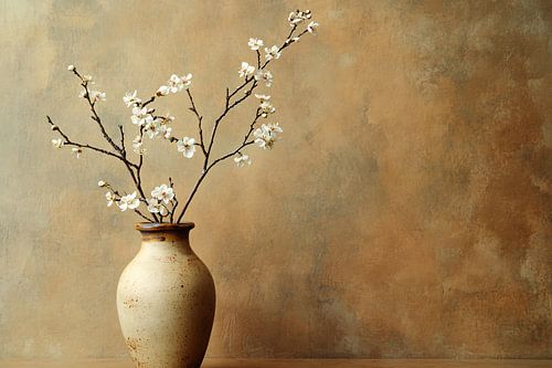 Rustieke vaas met bloesemtakken
