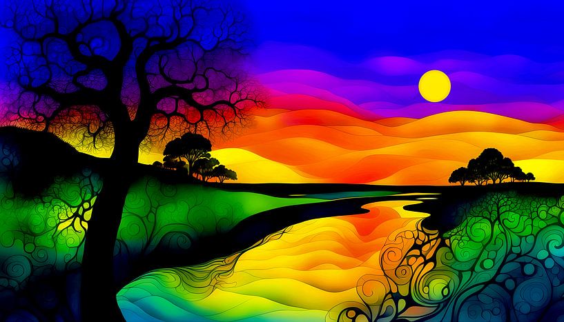 La nuit de la pleine lune - paysage surréaliste par ellenilli .