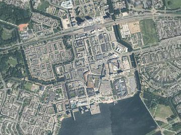 Luchtfoto van Almere Centrum van Maps Are Art