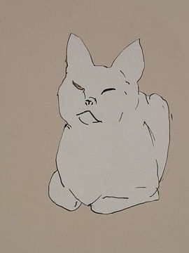 lijntekening van een kat van Paul Nieuwendijk