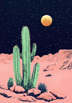 Cactusschilderij - woestijngevoel van Niklas Maximilian