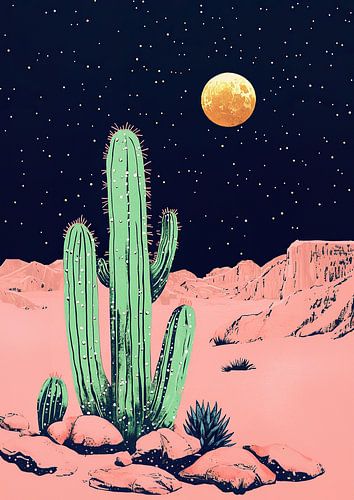 Cactusschilderij - woestijngevoel