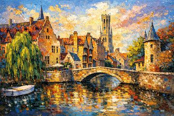 Bruges, Belgium an impressionist painting. by Gallery Hoppenbrouwers