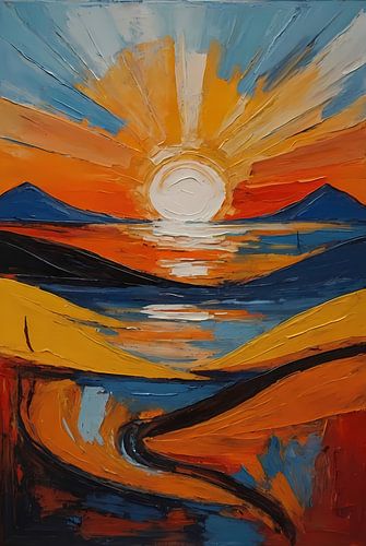 Daling van de zon abstract