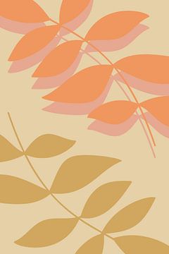Modern Botanical Art. Abstract Leaves in Warm Pastels no.3 by Dina Dankers
