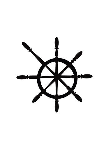 Poster stuurwiel - schip - minimalistisch