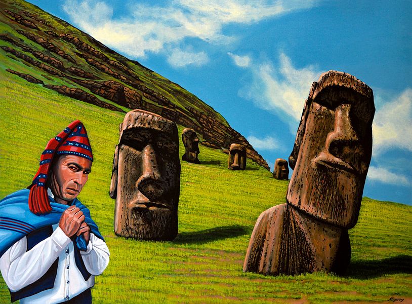 Moai op Chili Paaseiland van Paul Meijering