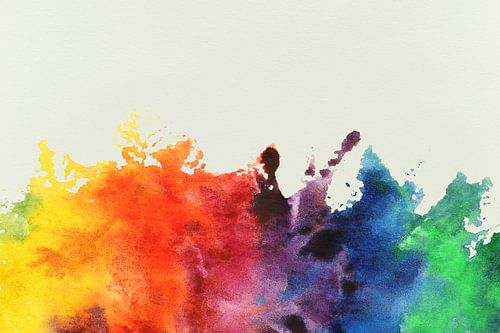 Explosion in rainbow colours (cheerful abstract watercolour painting beautiful wallpaper nursery spl