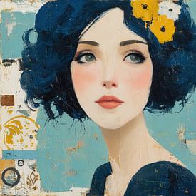 Frau mit Blume von Kunst Laune