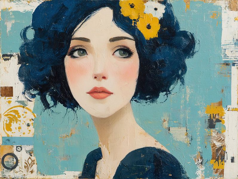 Frau mit Blume von Kunst Laune