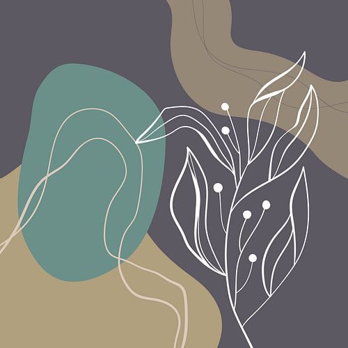 Feuilles, formes et lignes stylistiques : sable, marron et essence