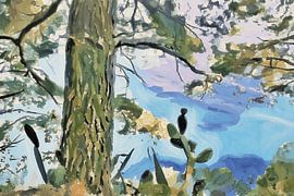 'Stimulating Coast': a modern painting of a peaceful spot in Positano, Italy by Dirk van der Ven