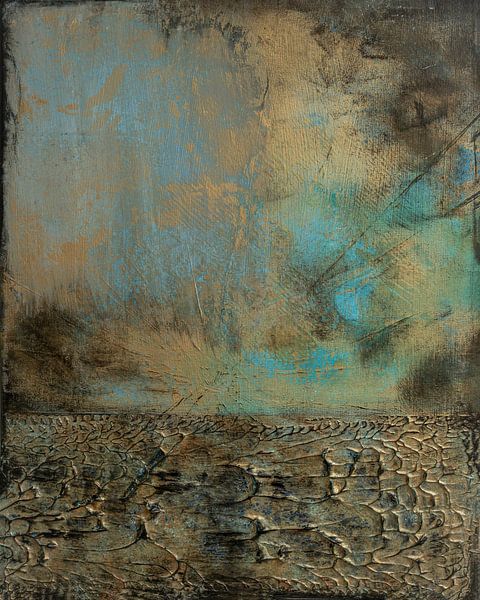 Abstrakte Malerei, Erdtöne, geheimnisvolle Landschaft von Joriali Abstrakte Kunst