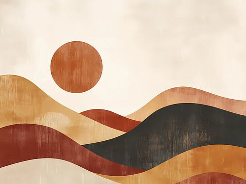 Abstract desert boho sun landscape