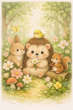 Jolie décoration murale avec des animaux de la forêt pour chambre d'enfant