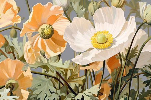 Anémone | Splendeur florale dans un environnement de rêve | Peinture à la gouache | Fleurs d'anémone