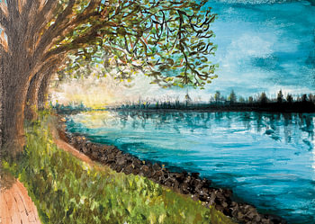 Singel Sliedrecht sunrise painting