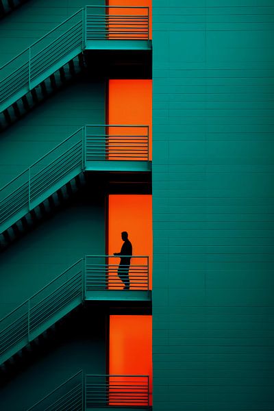 bâtiment orange sarcelle par haroulita