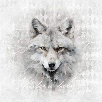 White Winter Wildlife Wolf von Andrea Haase