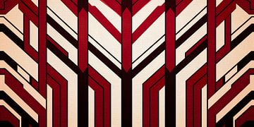 Rote Creme Art Deco-Motiv von Whale & Sons