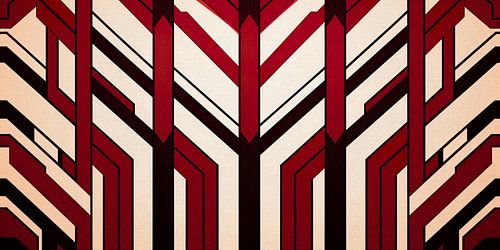 Red Creme Art Deco Motif