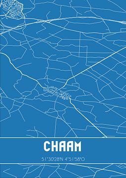Blauwdruk | Landkaart | Chaam (Noord-Brabant) van MijnStadsPoster