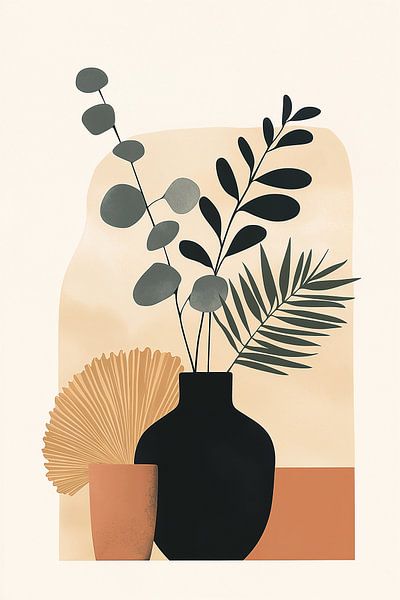 Eucalyptus in Zwart en Tarracotta no.5 van Studio BB