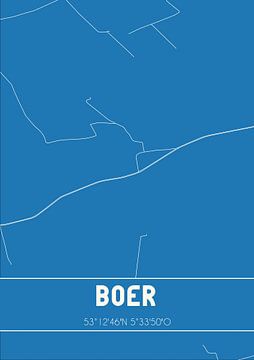 Blauwdruk | Landkaart | Boer (Fryslan) van MijnStadsPoster