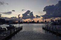 Skyline Miami bij zonsondergang