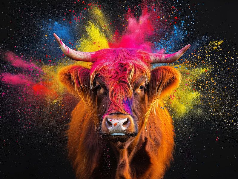 Vurige Blik - Schotse Hooglander in Kleurenpracht van Eva Lee