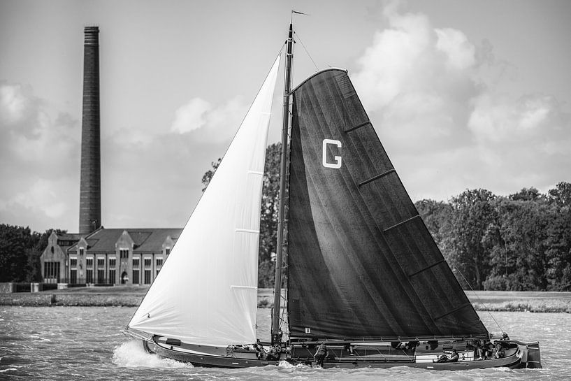Skûtsje van Grou klassieke Friese zeilende Tjalk tijdens het Skûtsjesilen 2019 van Sjoerd van der Wal Fotografie