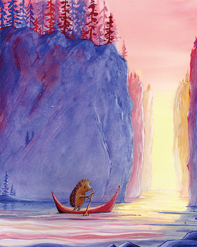 Tableau pour enfants 'Hérisson en bateau'