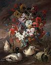 Floral Still Life With A Parrot And Ducks, Andrea Belvedere by Masterful Masters thumbnail