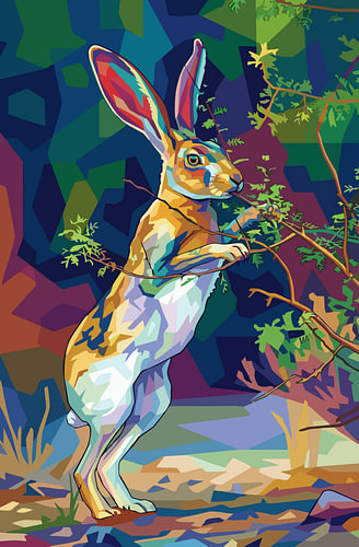 Europäisches Wildkaninchen – WPAP-Pop-Art-Illustration – Metallposter