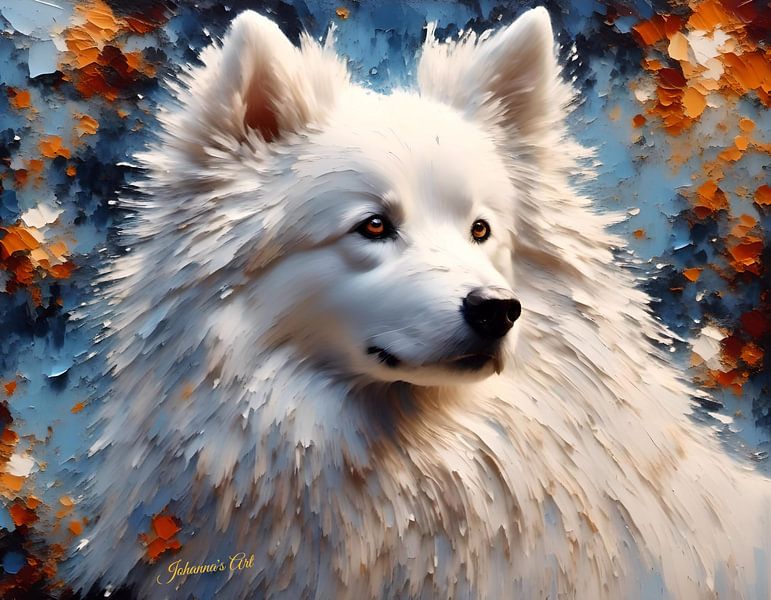 American Eskimo Dog Art 1 | Original Pet Portraits by Johanna's Art Creations by Johannas Art Creations